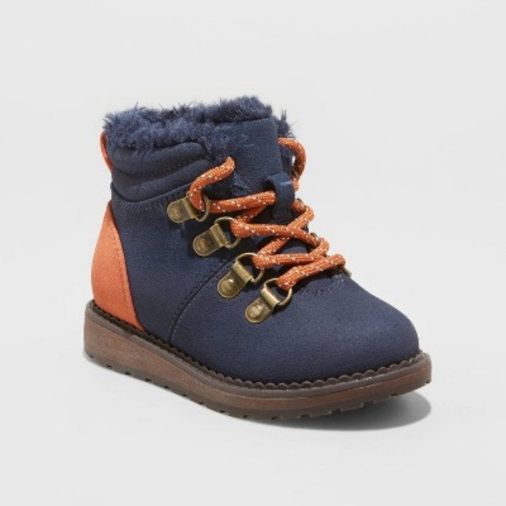 Toddler Boys RykerCombat Lace-Up Boots Navy - Cat & Jack